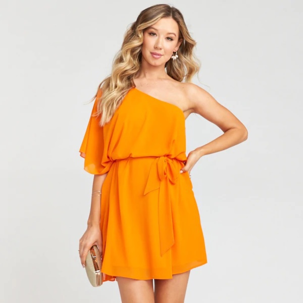 Asymmetrical tangerine orange Show Me Your MuMu Sexy short Trish Dress